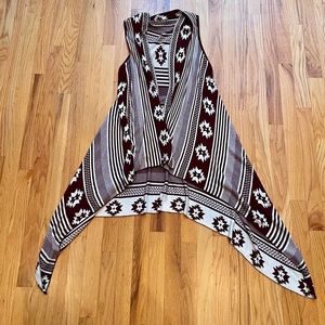 Forever 21 Southwest Style Long Flowy Sleeveless Shrug Vest Medium